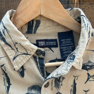 Faded Glory Men's Tan and Navy Fish Print Shirt